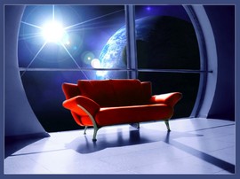 窓,ソファ,星空